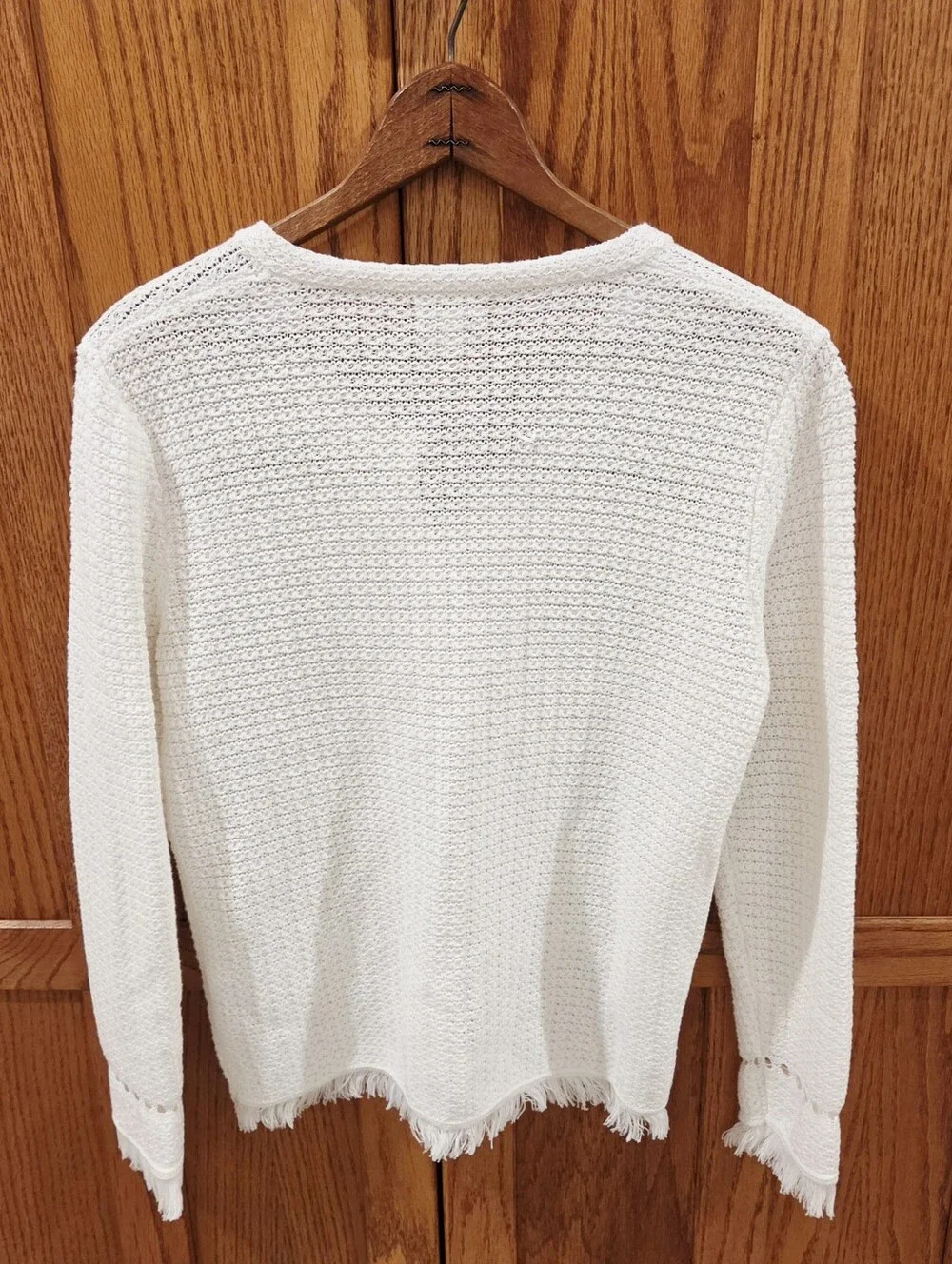 J.Crew Factory 100% Cotton Fringe Open Knit Cardigan Women’s S Ivory
